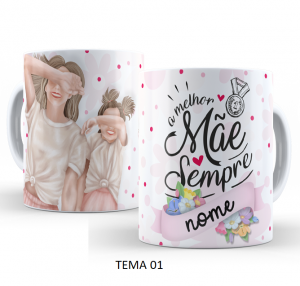 Caneca dia das Mães Porcelana  Branca Sublimação  